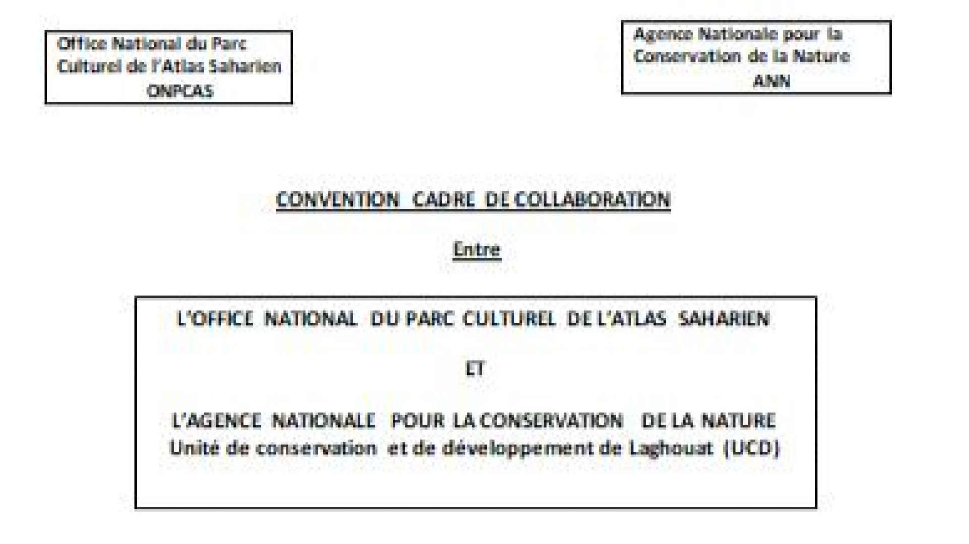 CONVENTION CADRE DE COLLABORATION ENTER ONPCAS ET ANN